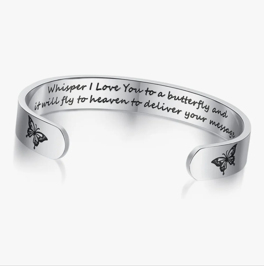 Silver Butterfly Engraved Bracelet